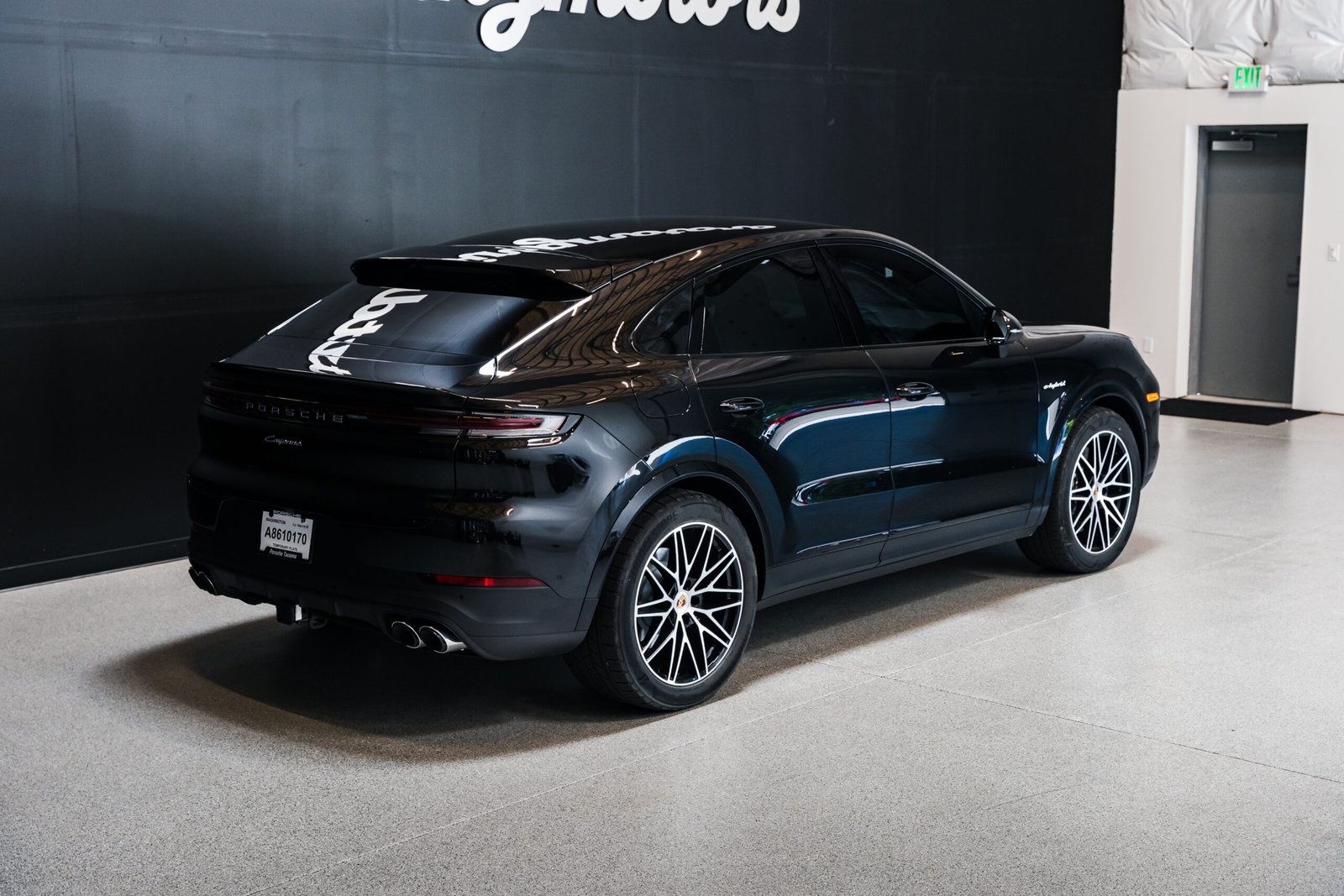 Porsche Cayenne E-Hybrid rear three quarter Seattle luxury rental